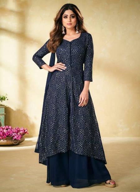 Navy Blue Colour AASHIRWAD ETHNIC New Wedding Wear Designer Embroidery Salwar Suits Collection 9175